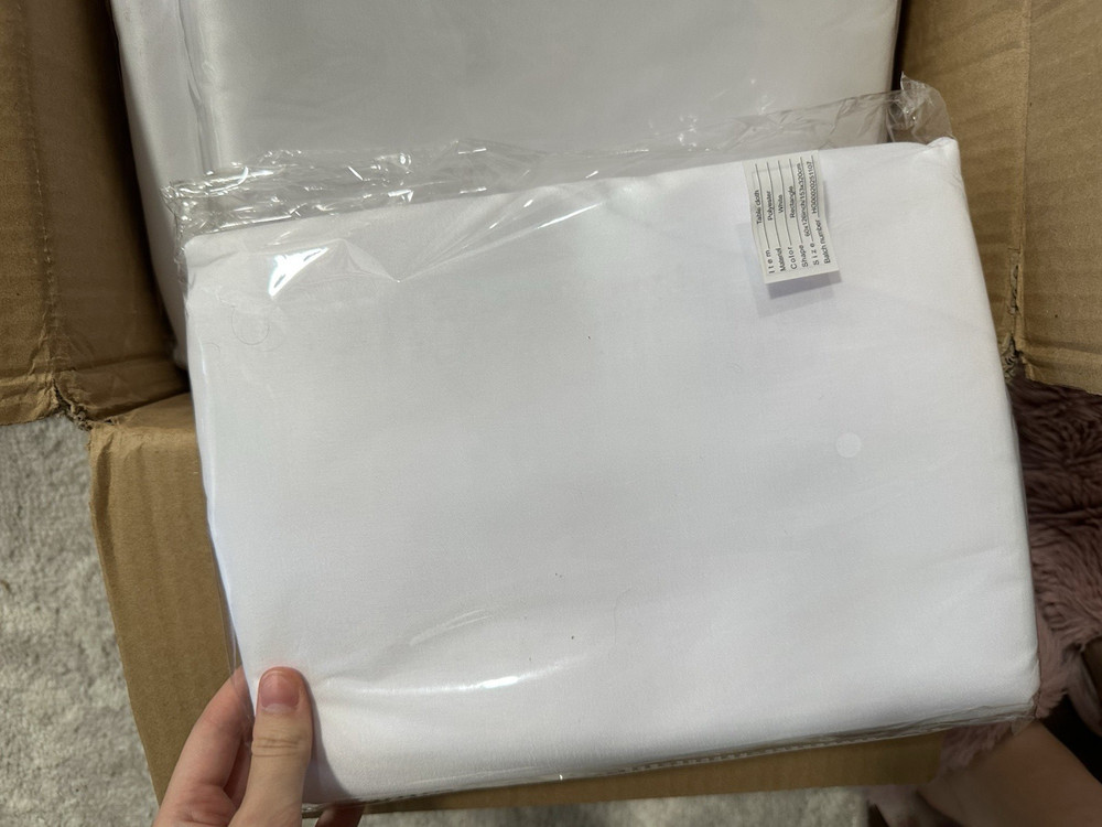 White Polyester Solid Rectangular Tablecloth 60 x 126 in for Kitchen Dining