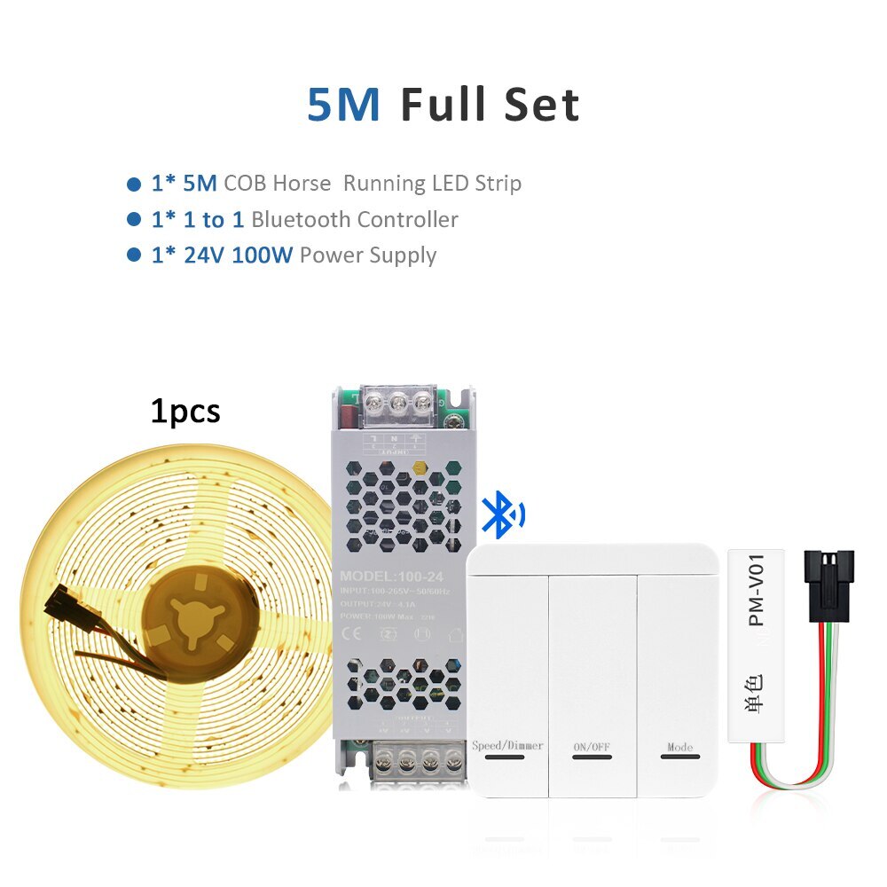 WS2811 COB Running Water Flowing LED Strip Light DC24V 20-30M Horse Race Chasing gallery