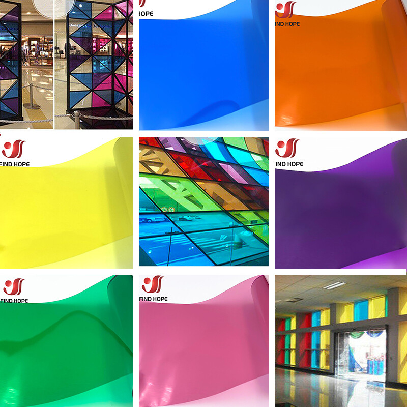 7pcs Pack MULTI COLOR TRANSPARENT WINDOW FILM STAINED GLASS SELF ADHESIVE VINYL gallery