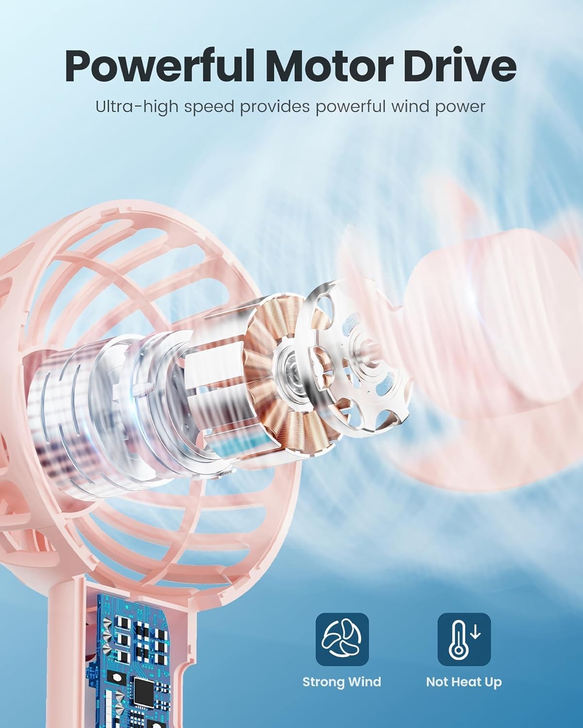 Mini Portable Fan USB Rechargeable 3 Speed Handheld Desktop Fan Pink gallery