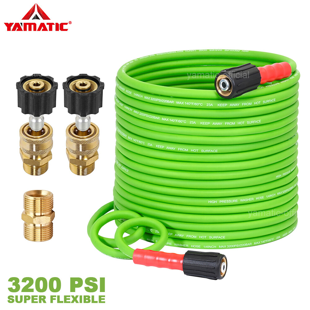 YAMATIC Pro Flexible Pressure Washer Hose with Solid Brass Quick Connectors~140℉ gallery