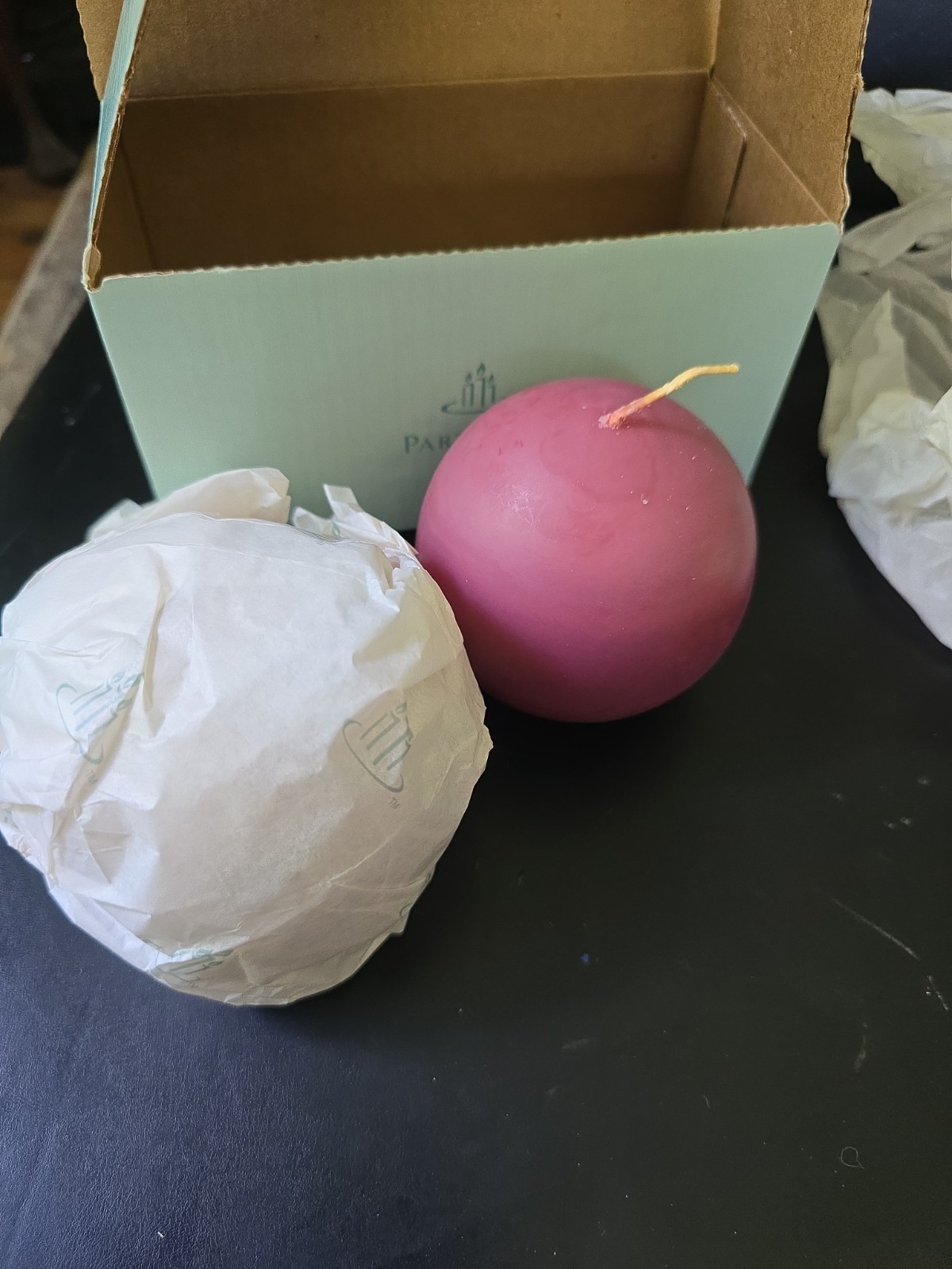 PartyLite Mulberry Frosted 3" Ball Sphere Candle Set Of 2 New Q3629 3363 gallery