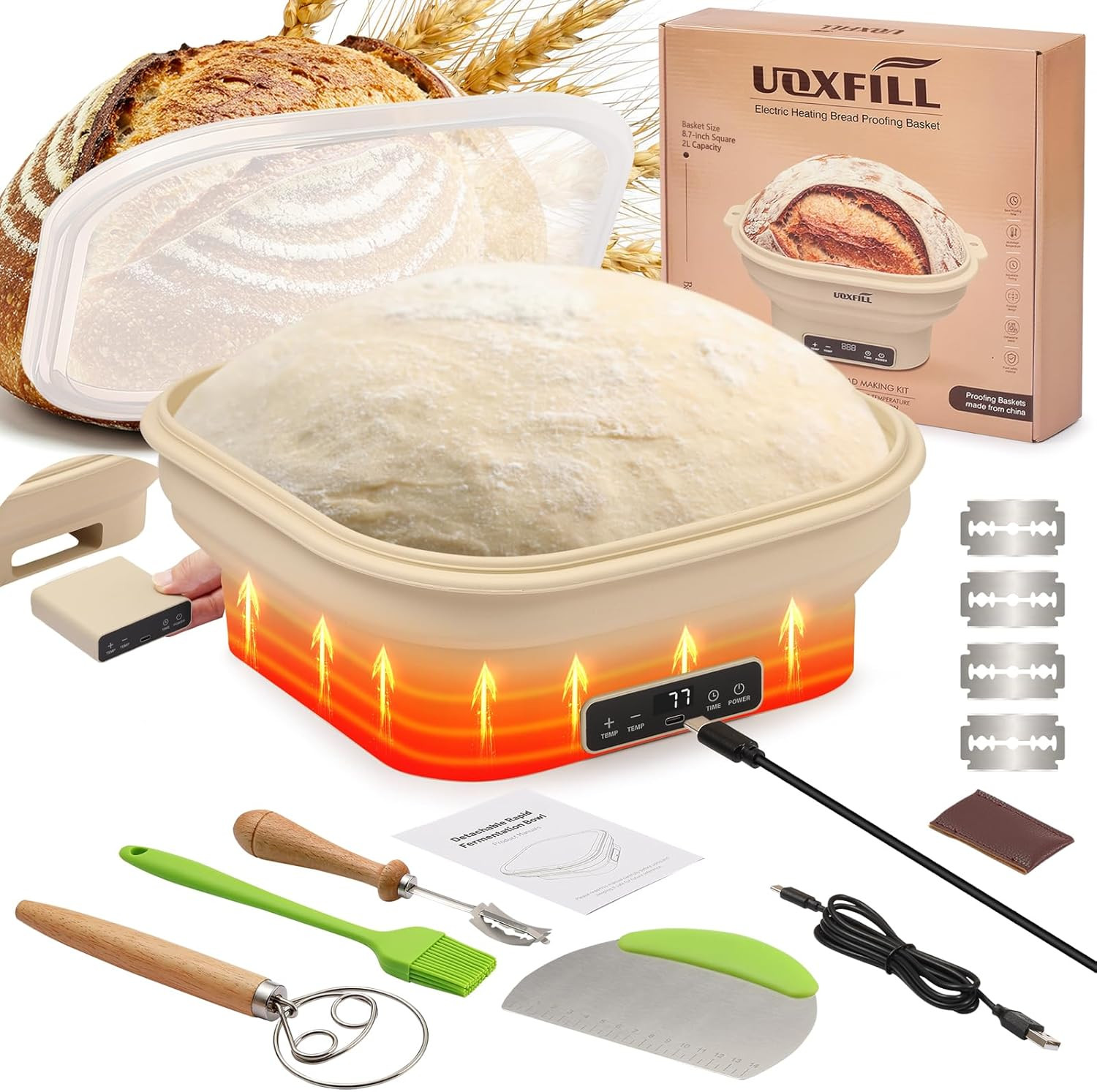 Upgrade Heating Sourdough Bread Proofing Basket Set, Electric Thermostatic gallery