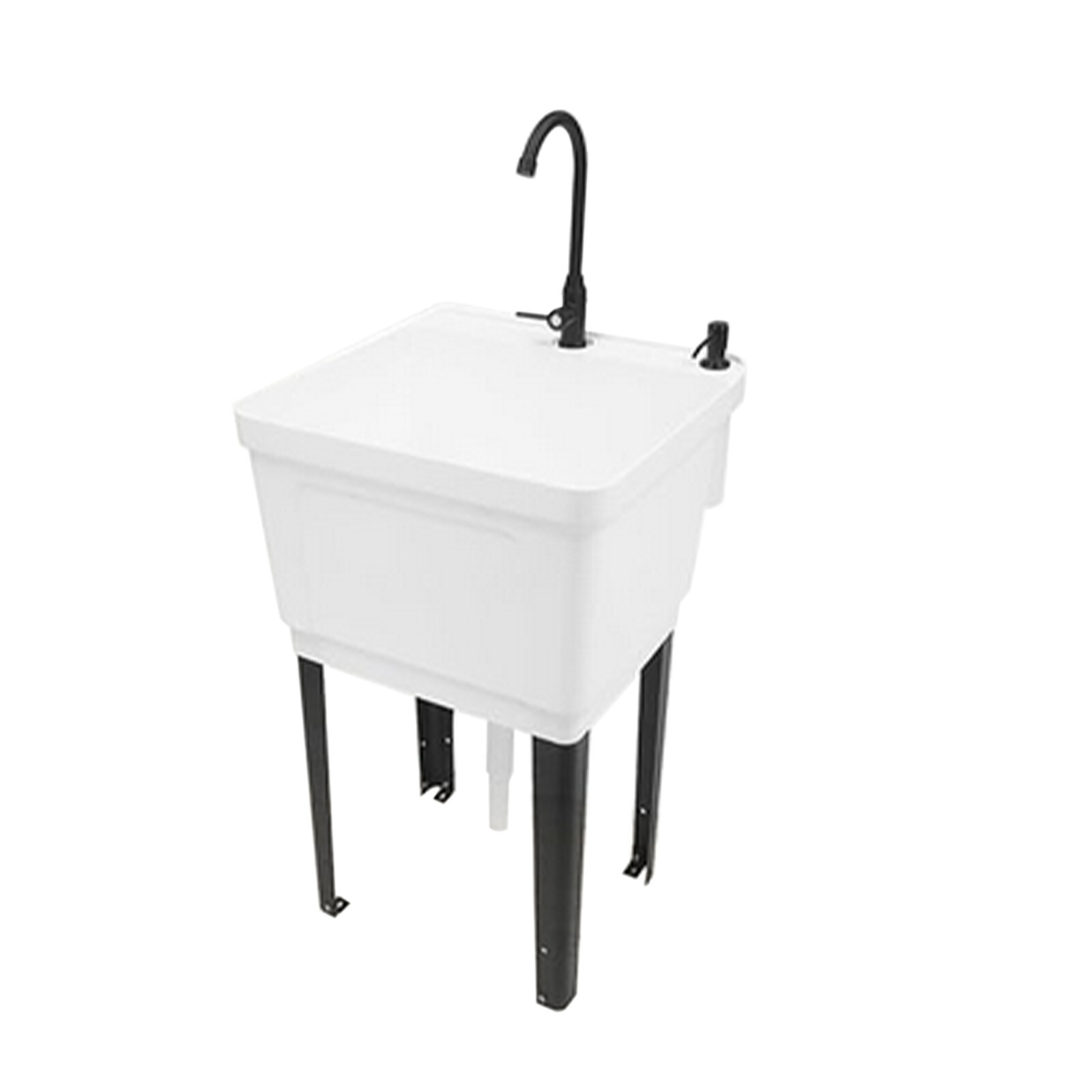 Freestanding Plastic Utility Sink Laundry Tub Laundry Sink with Faucet Black gallery