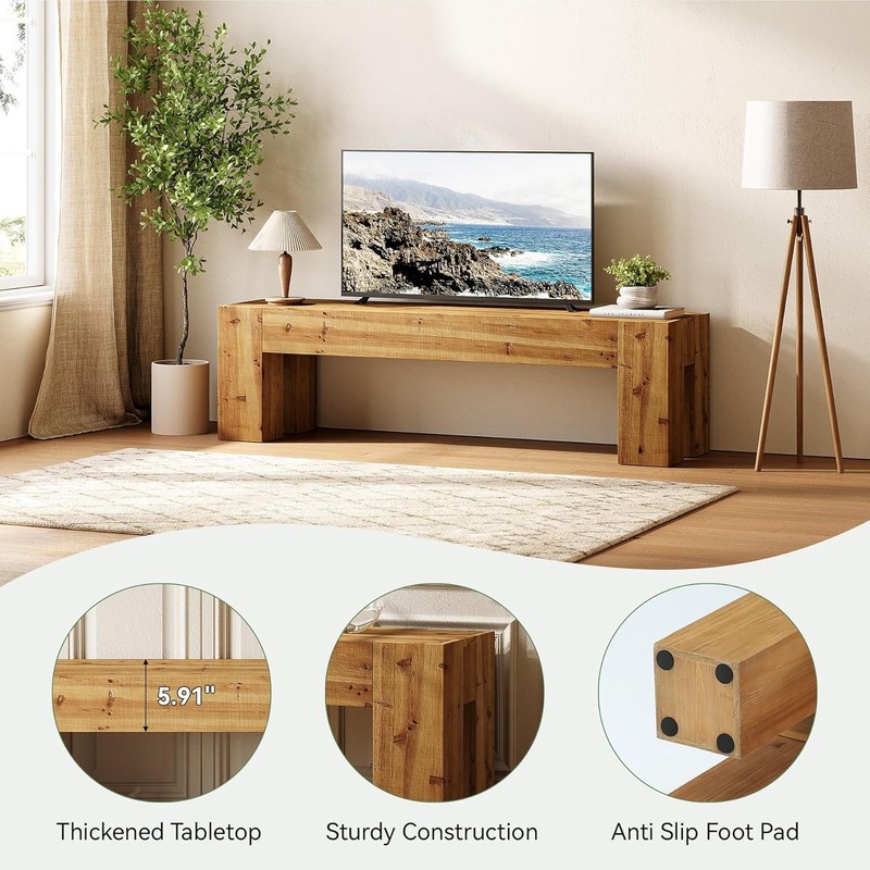63‘’ Solid Wood TV Stand for TVs up to 75'', Entertainment Media Center Console gallery