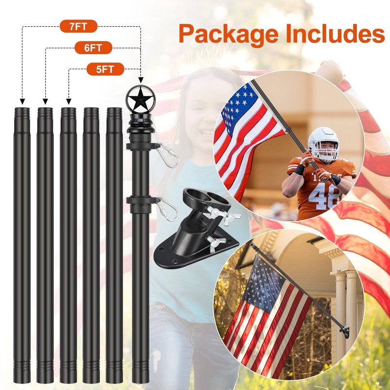 Flag Pole for House, 7ft TangleWall Mount Flagpole with Ball Bearing Rings, S... gallery