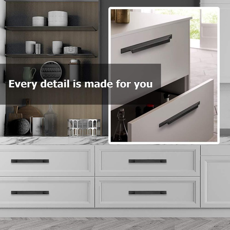 10 Pack Black Finger Pull Kitchen Cabinet Handles for Dresser Drawers 3 3/4 i... gallery