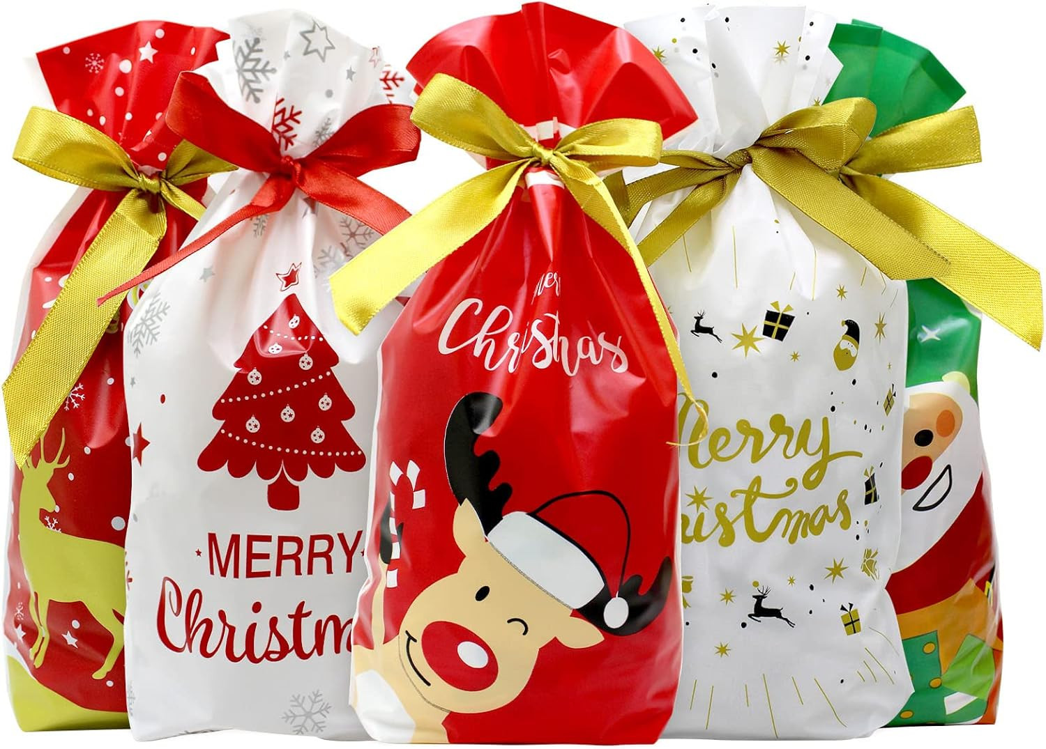GP Life 50 PCS Christmas Drawstring Goody Bags Christmas Candy Bags Treat Bags f gallery