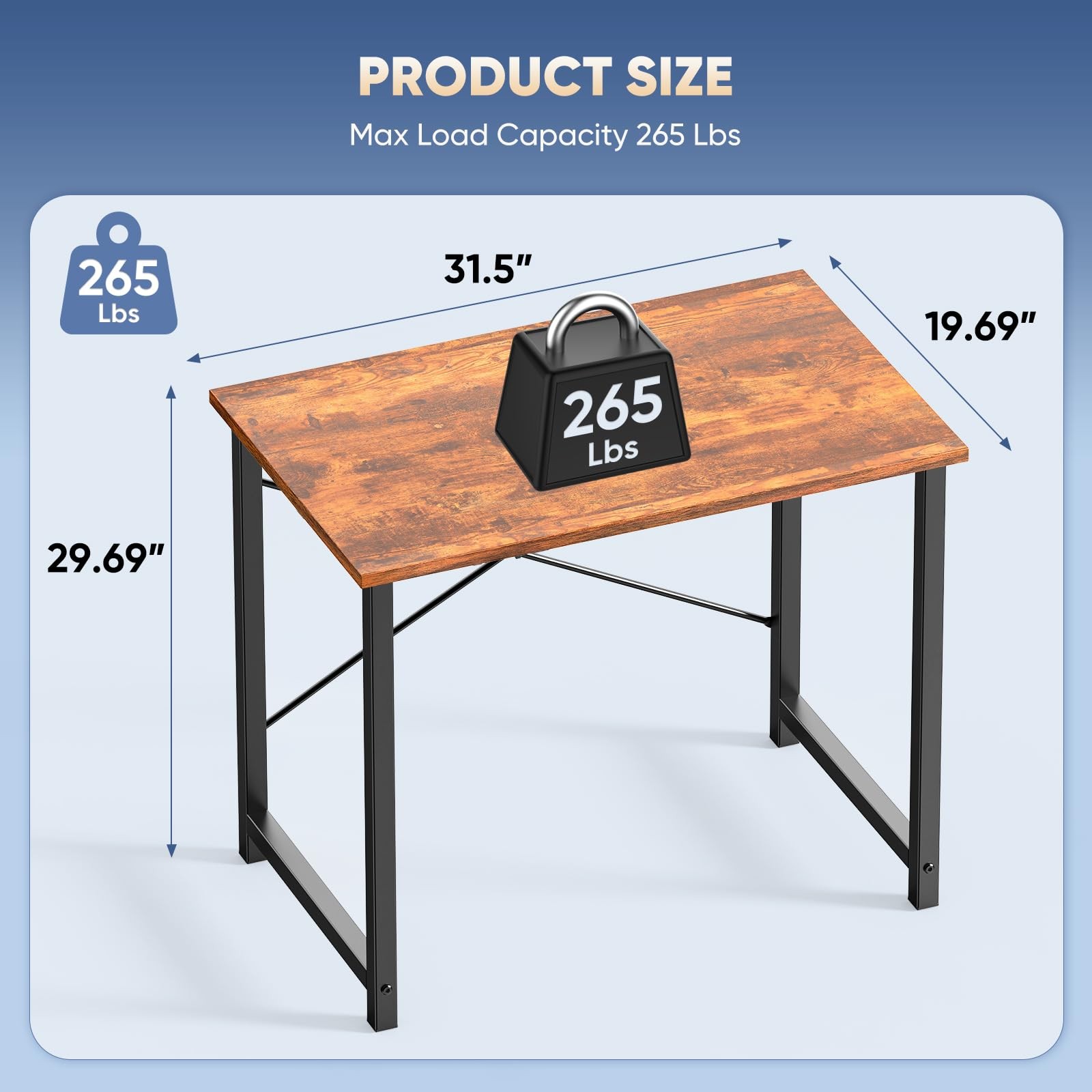 Computer Desk 31 Inch Modern Home Office Study Writing Table Rustic Brown DUMOS gallery