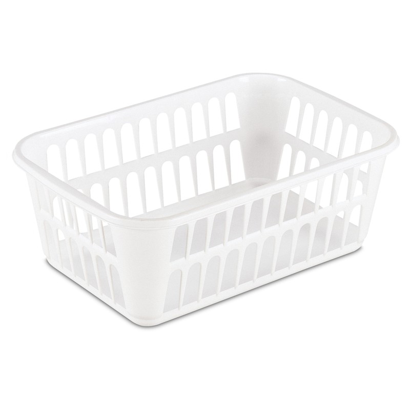 (6 pack) Storage Basket, Versatile Open Plastic Bin, White gallery