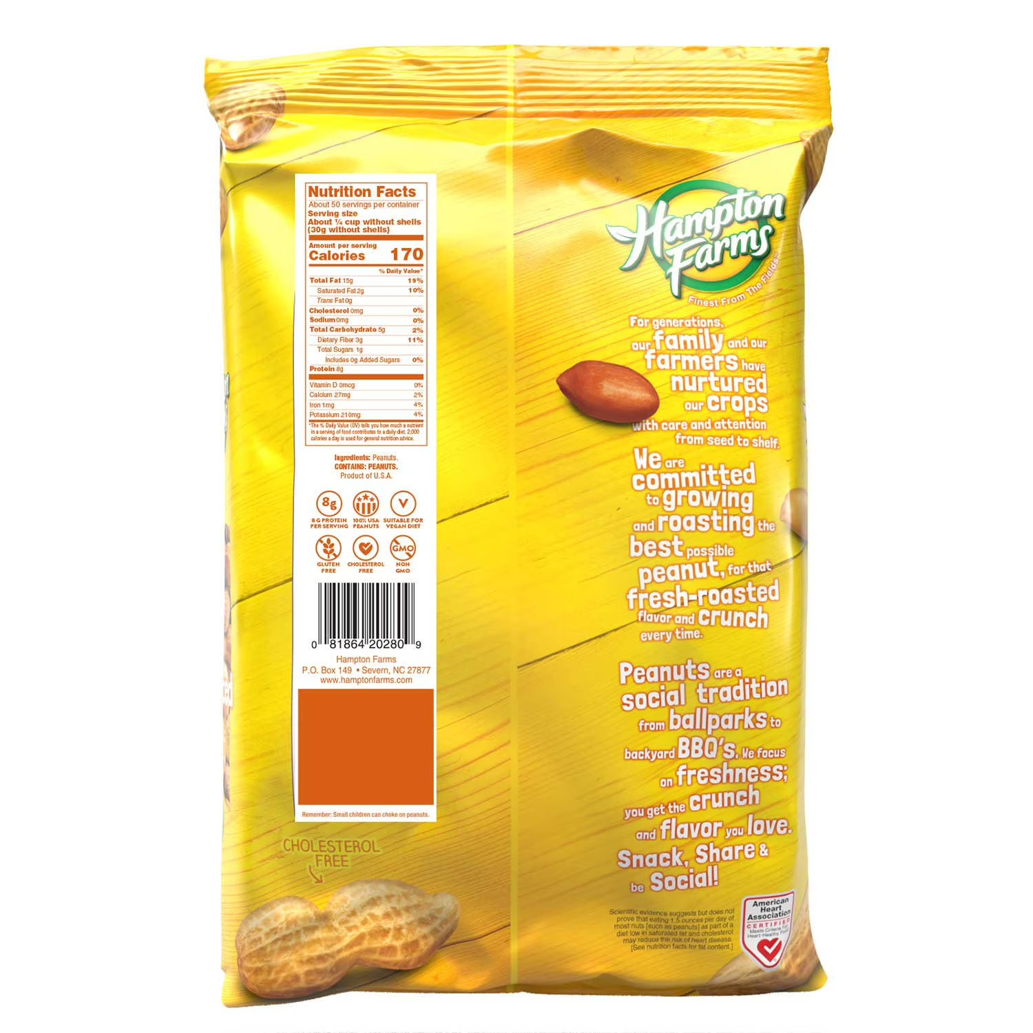 Hampton Farms Unsalted Roasted In-Shell Peanuts, 5 lbs. non-GMO, USA Grown, BEST gallery