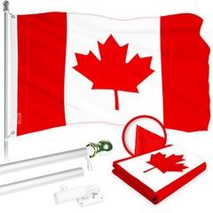 Combo: 6 Ft Flagpole Silver & Canada Canadian Flag 3×6 Ft Embroidered 300D Poly