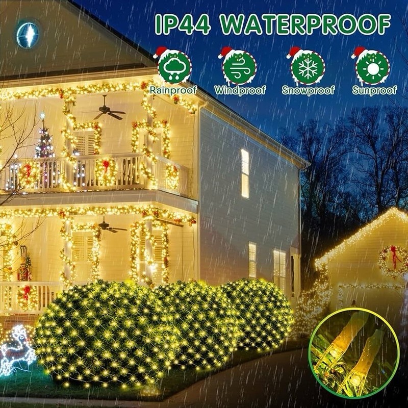 Outdoor Net Lights, 280 LED Mesh Lights 9.8FT x 6.6FT 8 Modes Waterproof Outdo gallery