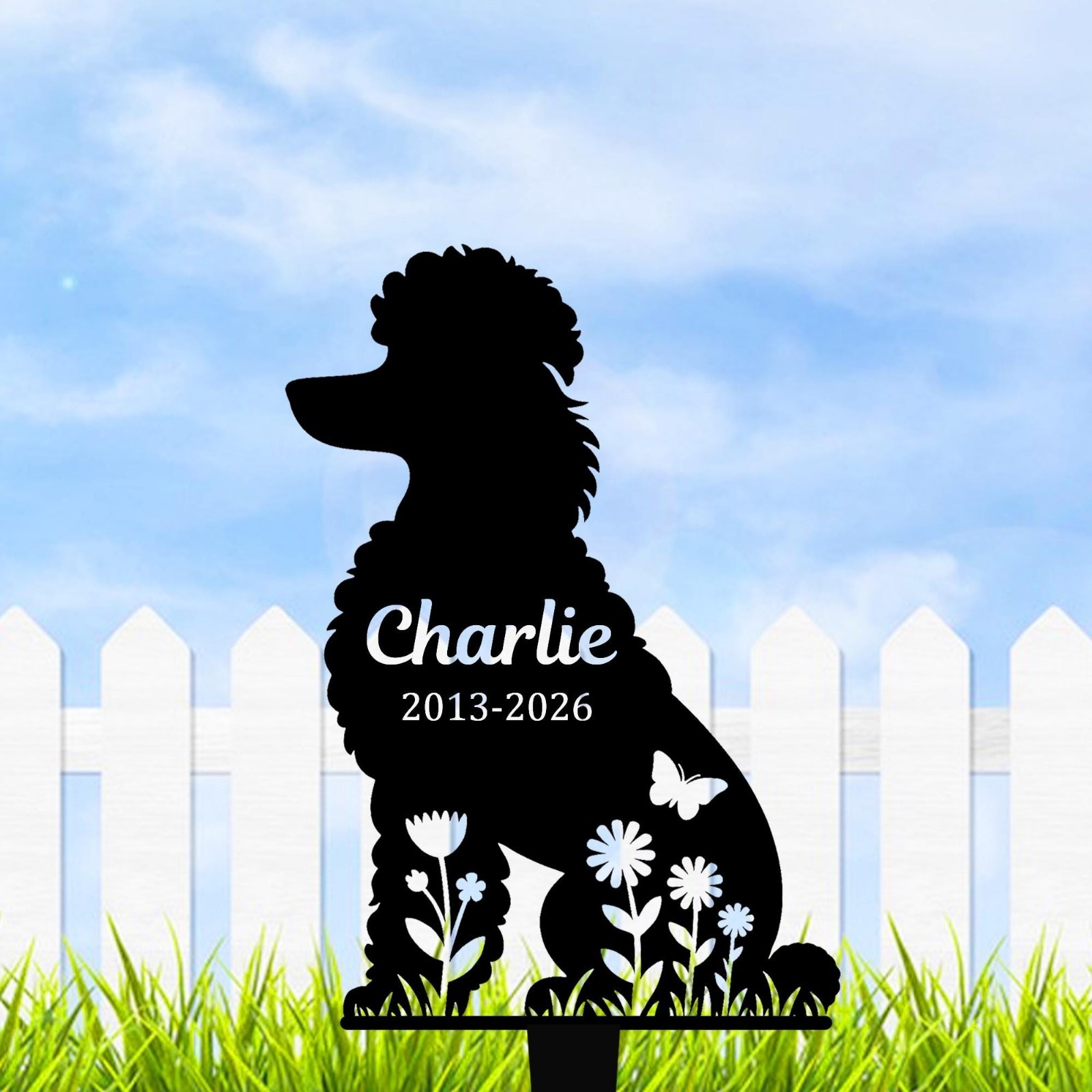 Personalized Poodle Memorial Stake, Custom Dog Grave Marker Gift Decor gallery