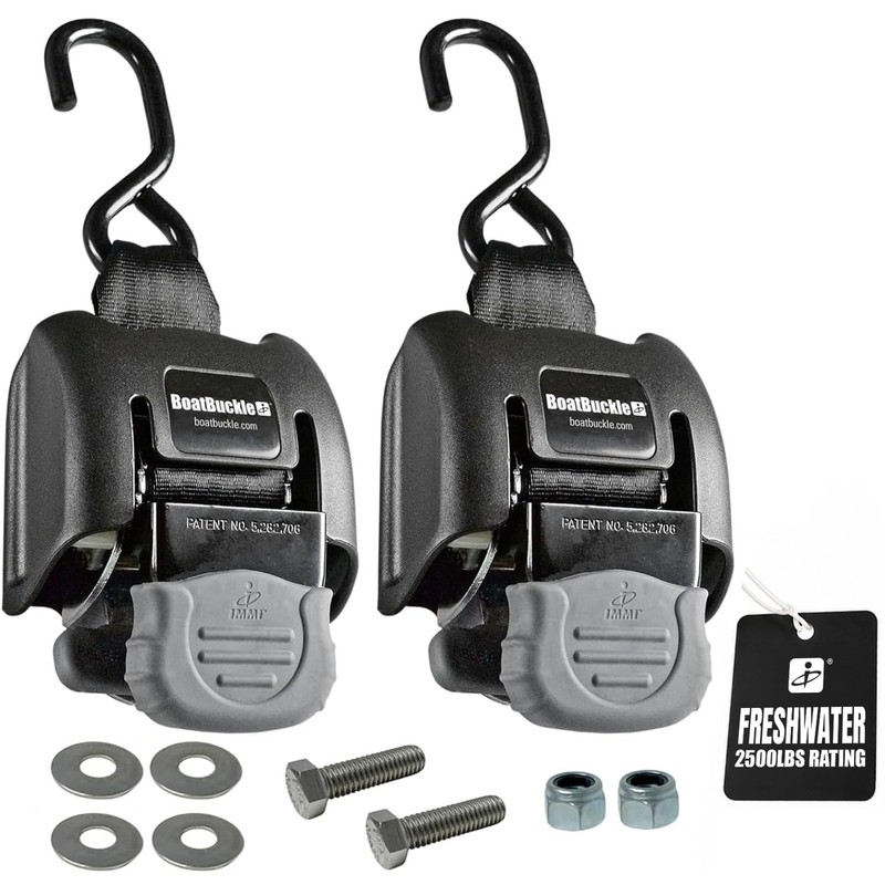 Heavy Duty Transom Boat Tie Down Straps 2x43" - 2500lbs Break Strength, 2-Pack gallery