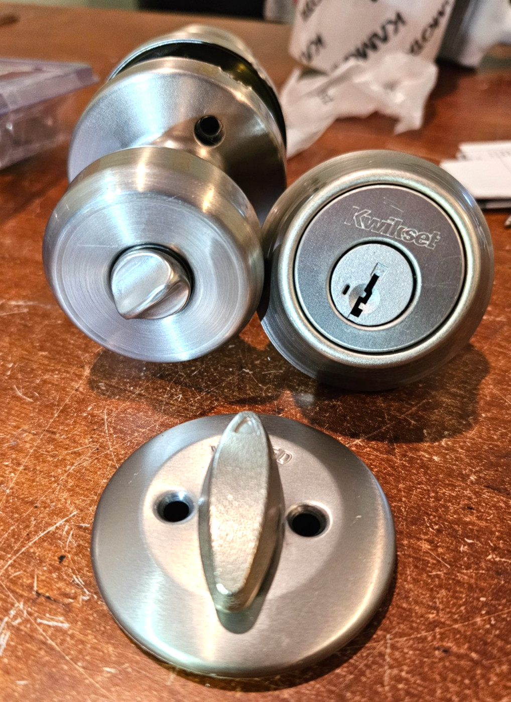 Kwikset Maven Keyed Entry and Single Cylinder Combo Pack Satin Nickel gallery