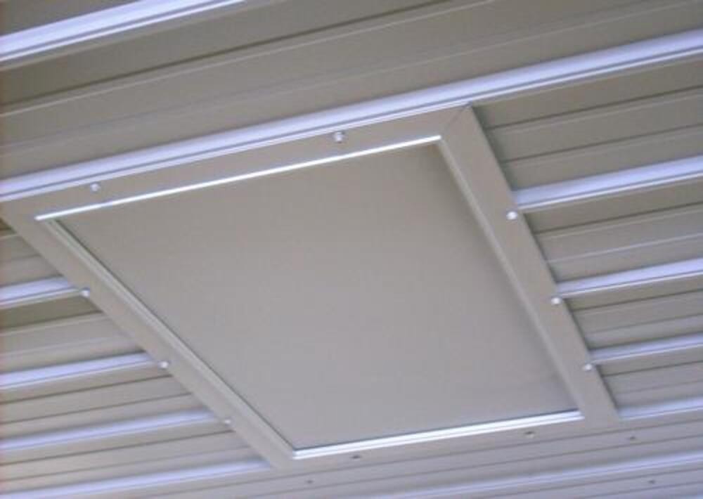 22" x 4' Ceiling Attic Access Steel Door Drywall Aluminum Framed Primed White gallery