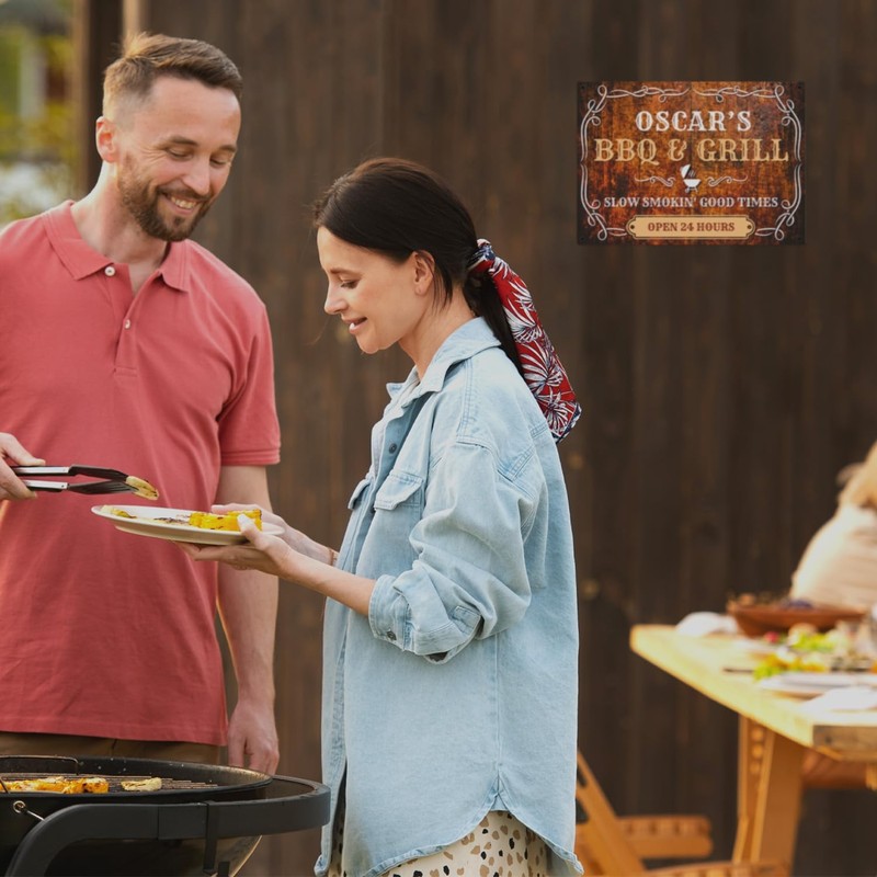 Custom Grill Sign, Personalize BBQ Rustic Background For Indoor/Outdoor Use S... gallery
