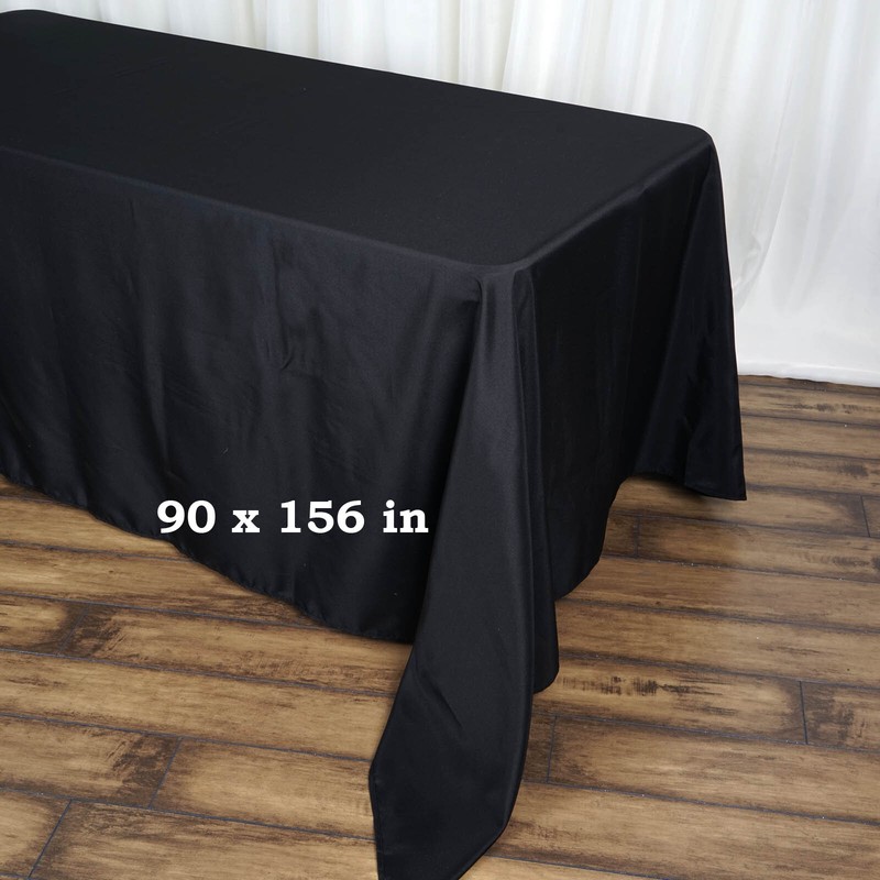 BLACK Polyester 90x156" Rectangle TABLECLOTHS Wedding Party Home Linens SALE gallery
