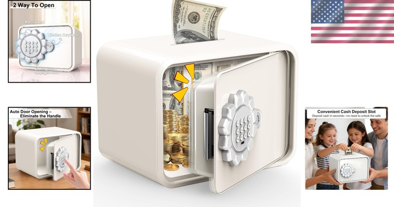 Mini Digital Safe Box with Keypad Lock and Auto Door for Cash Jewelry, Kids Gift gallery