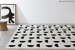 Lunar Eclipse Black & White Hand Tufted 100% Wool Soft Area Rug Carpet.