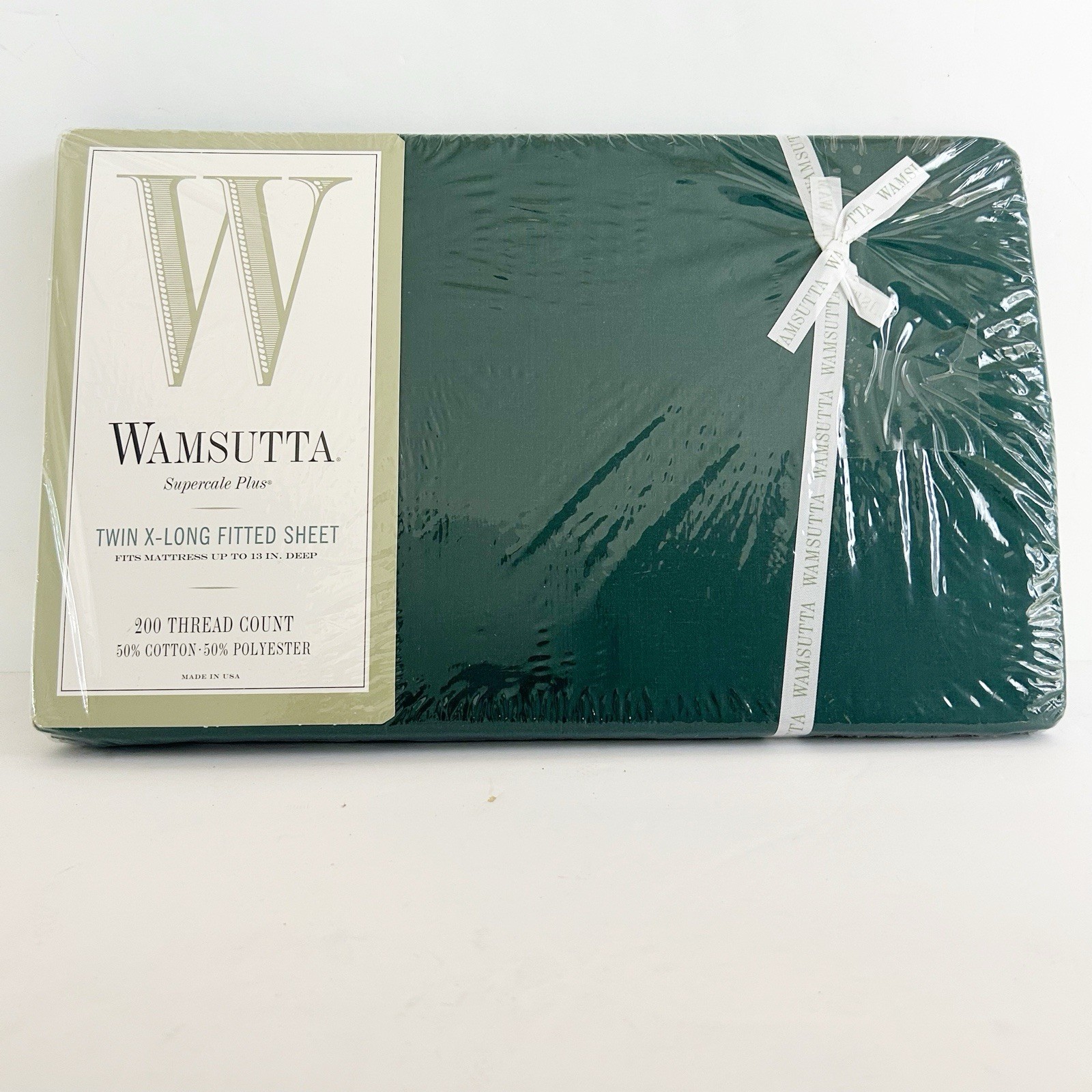 Wamsutta Supercale Plus 200 TC Twin X-Long Fitted Sheet Hunter Green NEW gallery