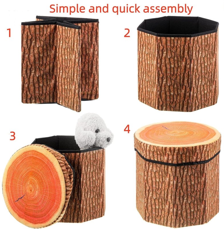 Tree Stump Storage Stool,Multifunctional Toy Storage Box,Tree Stump Stool, Fo... gallery