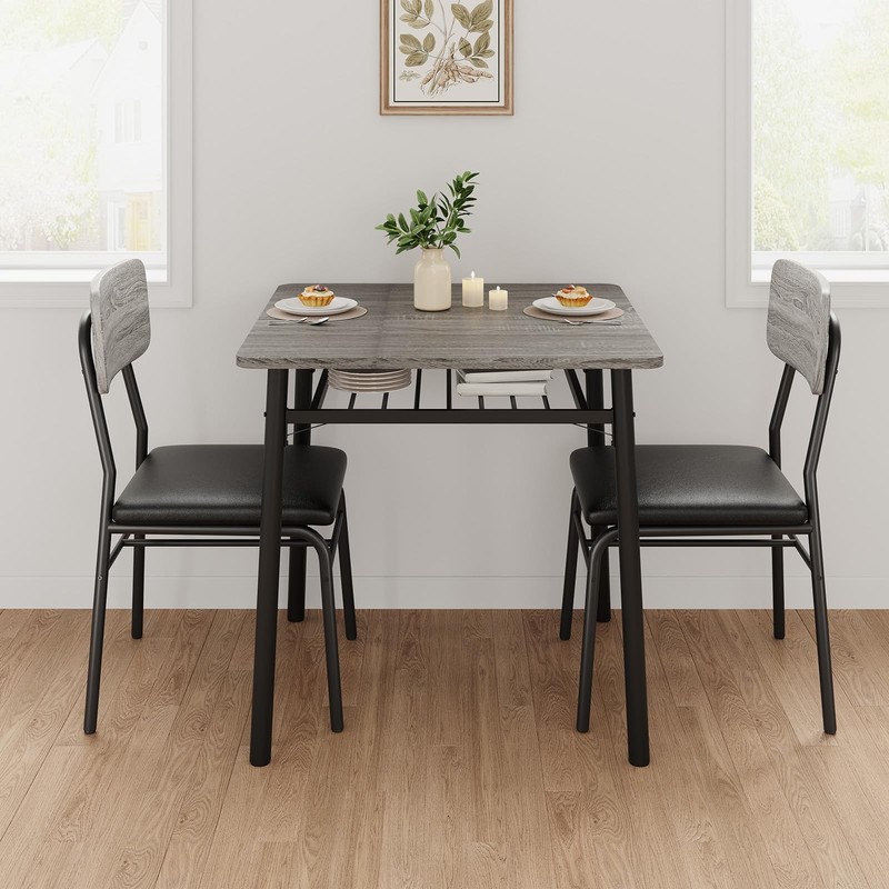 Set for 2 Dining Table Kitchen Table with 2 Chairs for Small Space Apartment gallery