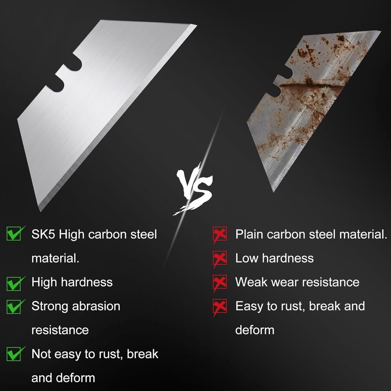 Utility Knife Blades, 100 Pcs Razor Blades, SK5 High Carbon Steel Box Cutter Bla gallery
