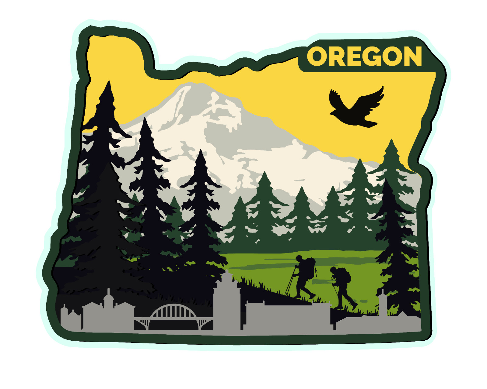Oregon State Shape Adventure Vinyl Sticker 4x3 Inch Waterproof & Fade Resistant gallery