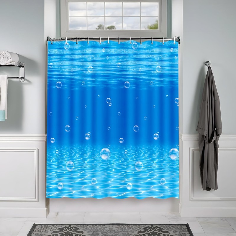 Under The Ocean Decorations Underwater Wave Shower Curtain Summer Tropical Ba... gallery