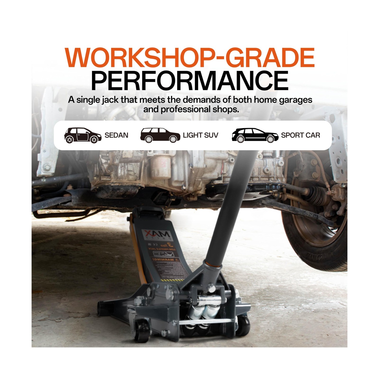 3-Ton (6600lbs) Low Profile Hydraulic Heavy-Duty Steel Floor Jack with Dual P... gallery