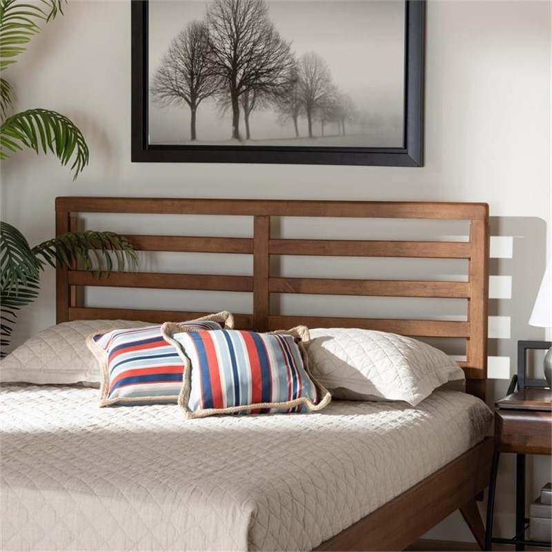 Baxton Studio Akemi Walnut Finished Wood Queen Size Headboard gallery