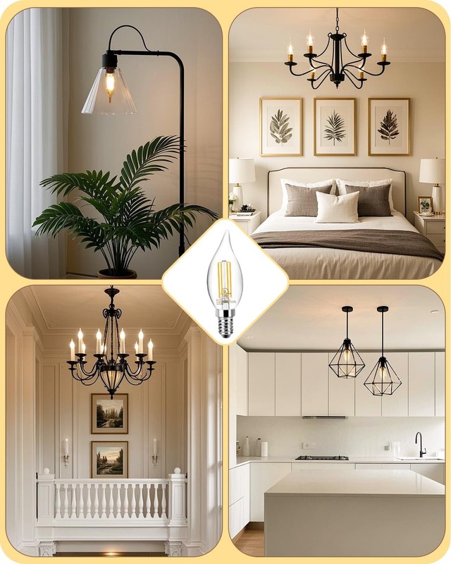 TJOY E12 LED Candelabra Bulb Dimmable, 60W Equivalent LED Chandelier Light gallery