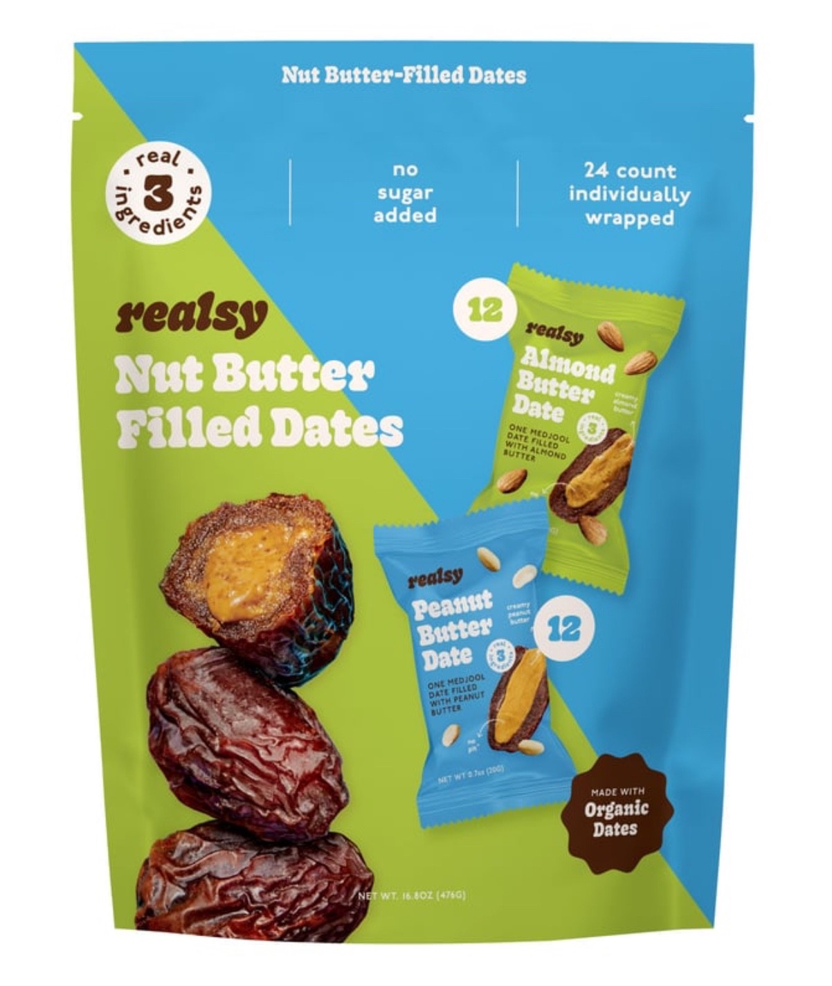 NEW Realsy Nut Butter Filled Dates, Made With ORGANIC Dates, 14.4 oz Exp 05/2027 gallery