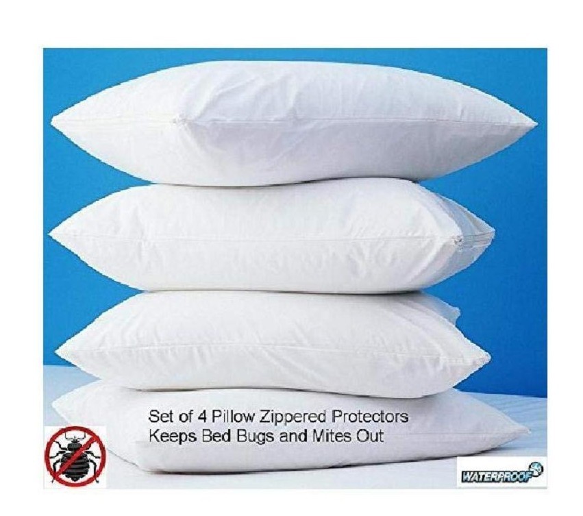4 Pack Zippered Vinyl Pillow Covers Protects Against Bed Bugs & Dust Mites gallery
