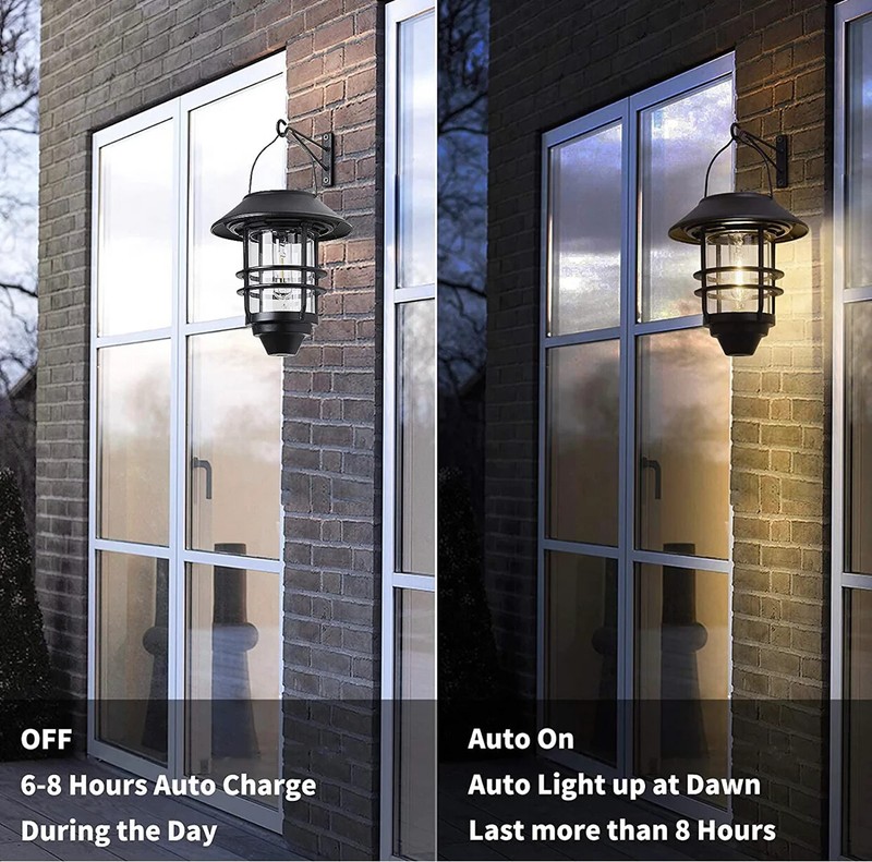 2 Pack Security Solar Hanging Lanterns Outdoor, Solar Wall Lights Outdoor, Solar gallery