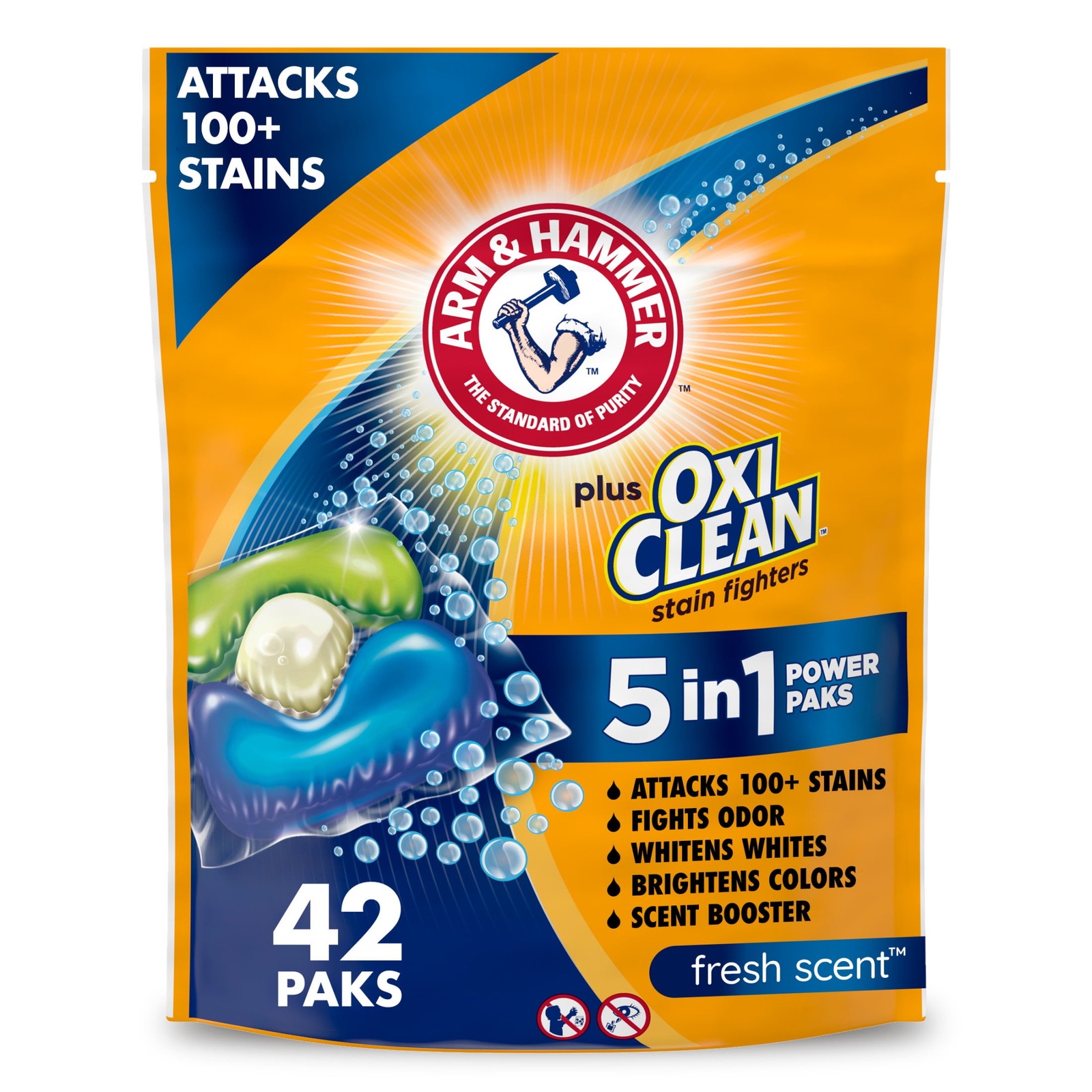 5-in-1 Laundry Detergent Packs Laundry Soap Pods, Fresh Scent, 42 Count gallery