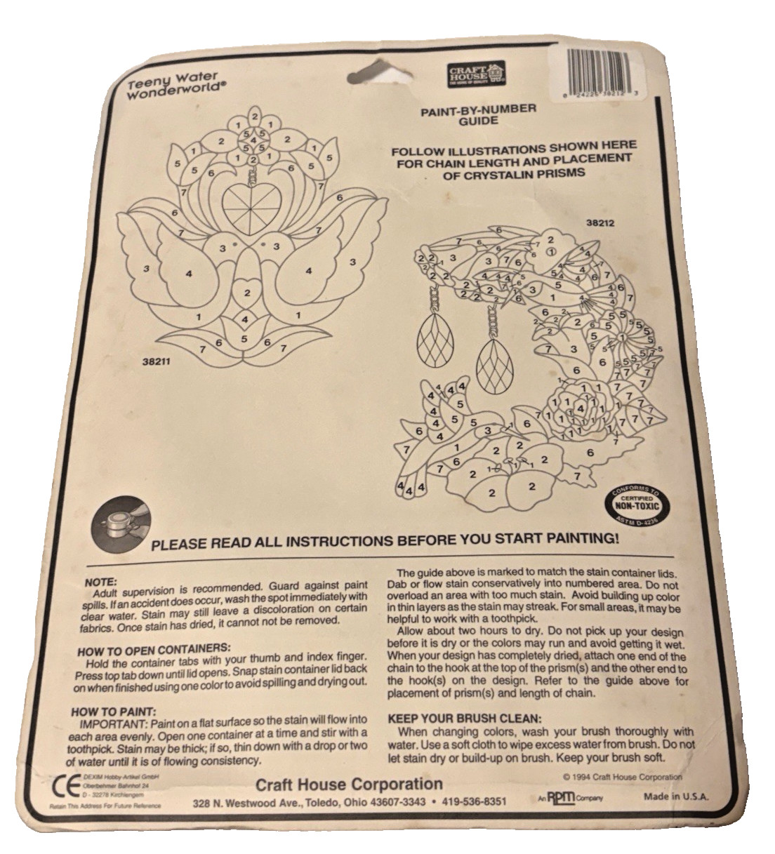 Craft House Crystalin Sun Catcher Hummingbirds Flowers Hang Paint Kit '94 Vint. gallery
