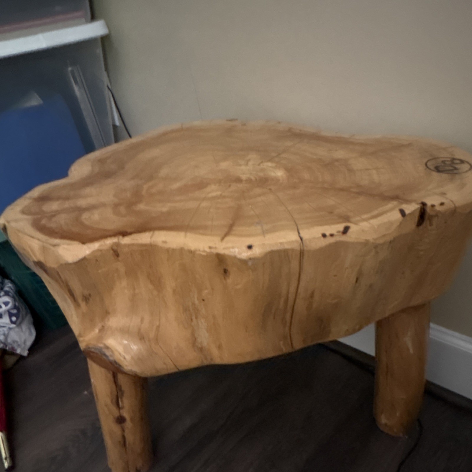 DB Live Edge Wood Side Table Rustic Light Wood Free Form Design gallery