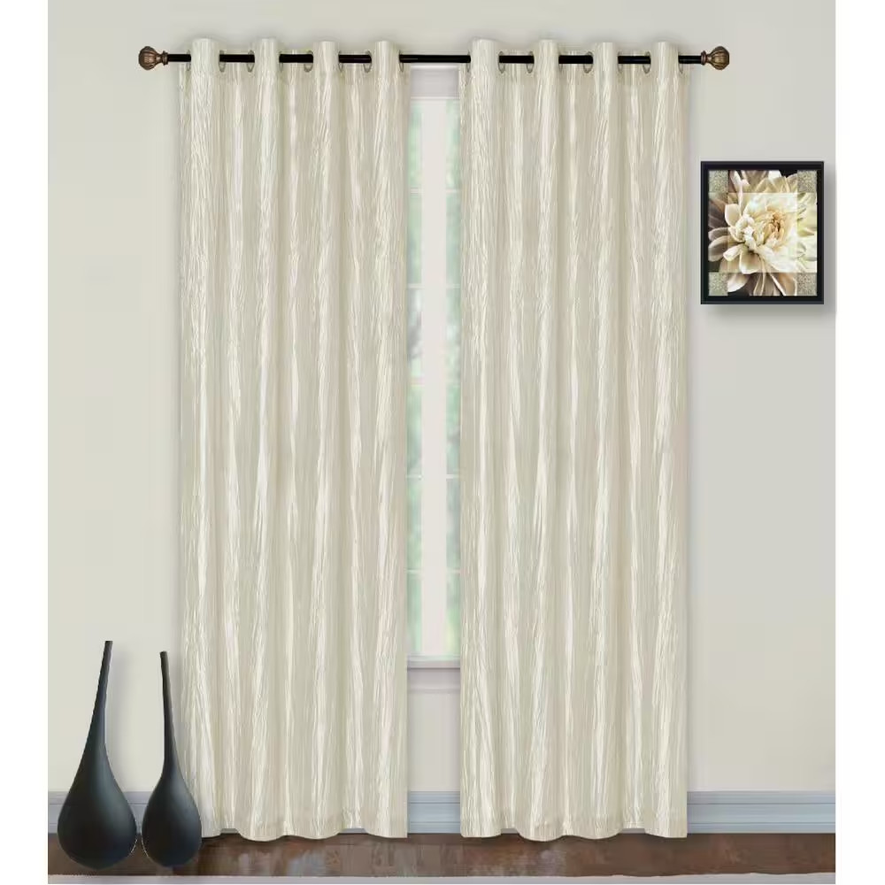 Ivory Solid Grommet Room Darkening Curtain - 55 In. W X 84 In. L gallery