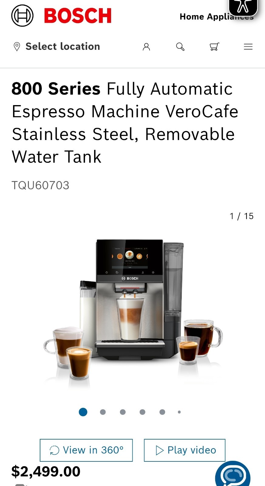 Bosch TPU60706 800 Series, Fully Automatic Espresso Machine, VeroCafe, Stainless gallery