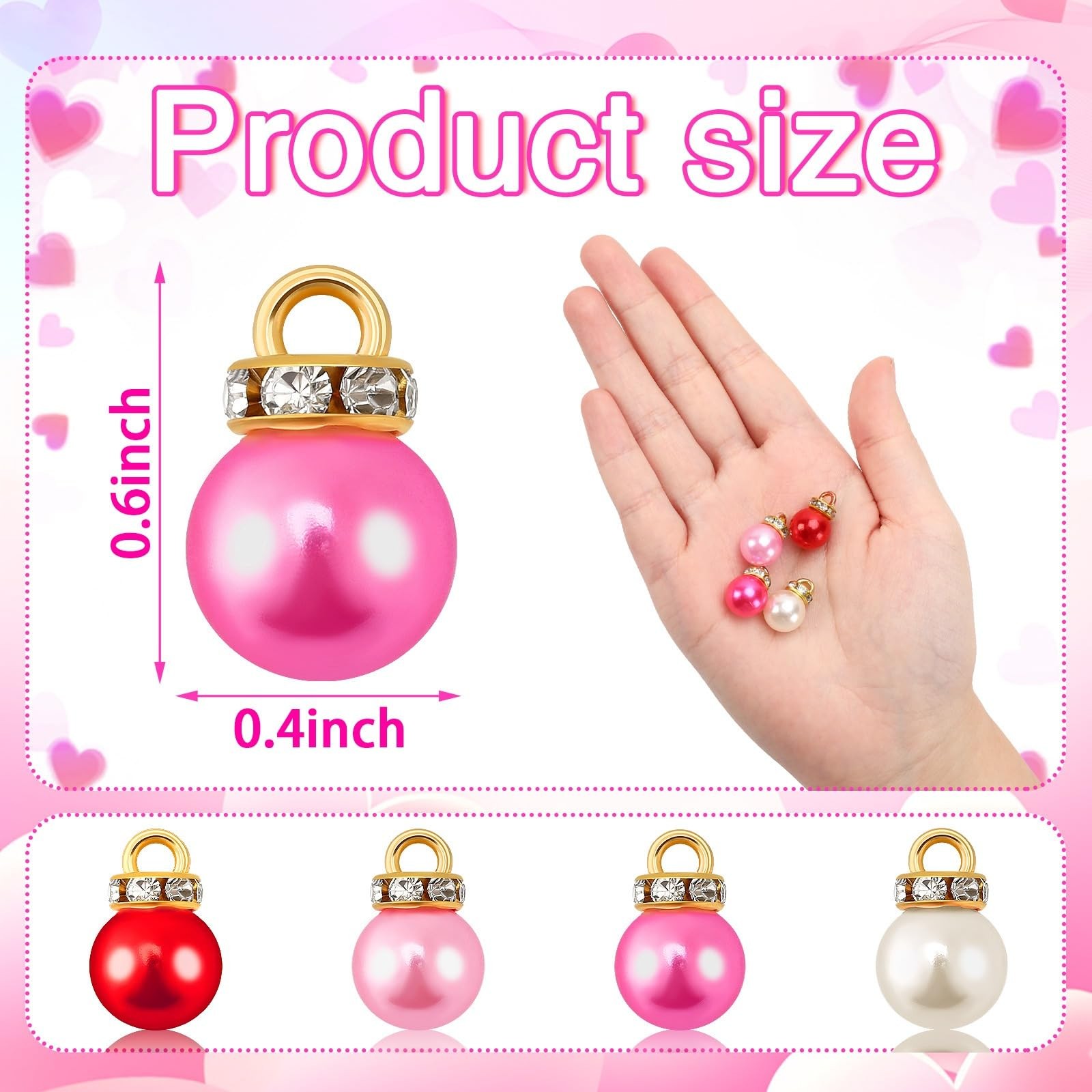 Jansun 90PCS Pink Christmas Mini Balls Ornaments Imitation Pearl Pendants Min... gallery