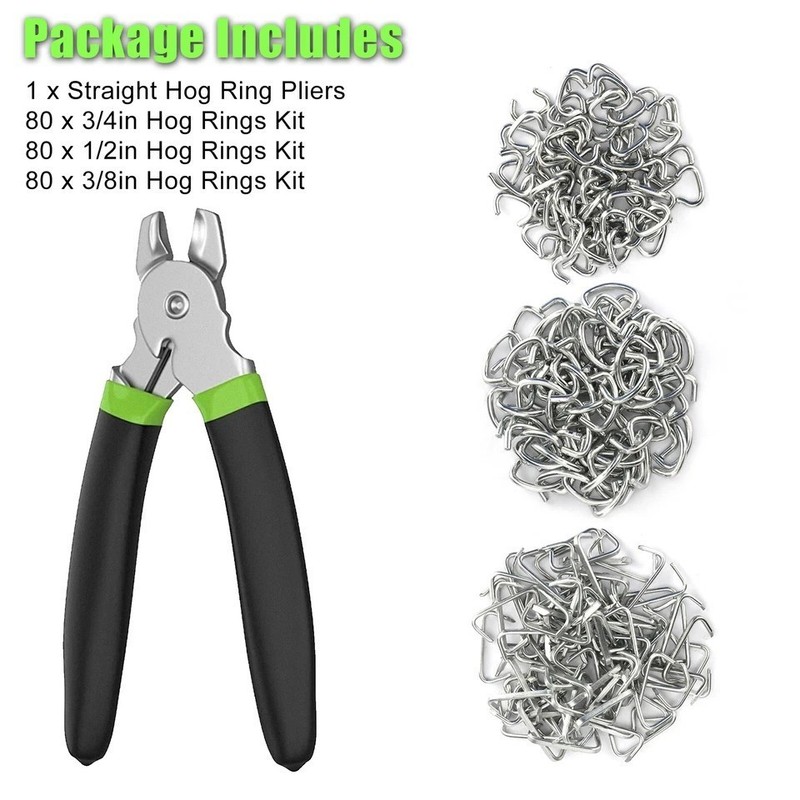 241pcs Hog Ring Pliers Kit Galvanized Steel Rings for Fence/Pet Cage Assembly US gallery
