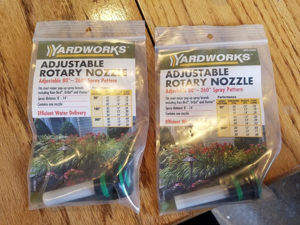 Adjustable Rotary Nozzle 80-360 degrees spray Yardworks NEW! 6902202 Lot x2