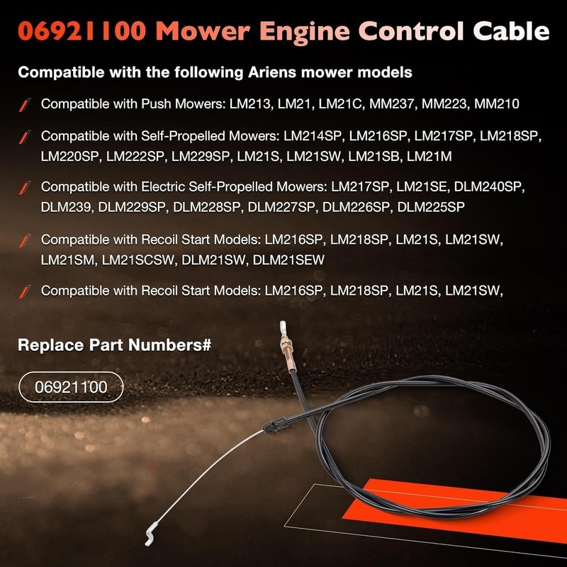 06921100 Engine Control Cable For Ariens Push Self-Propelled Recoil Start Mowers gallery