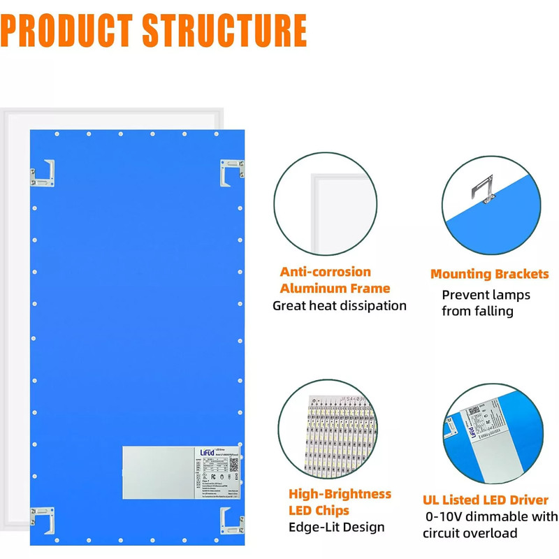 4-100Pack LED Flat Panel Light 5000K,2x4FT LED Panel Light 75W (250W Equivalent) gallery