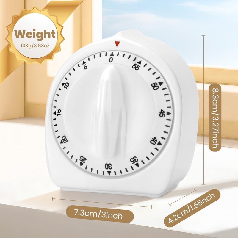 Kitchen Timers for Cooking, 60 Minute Wind Up - Chef Cooking Timer (White) gallery