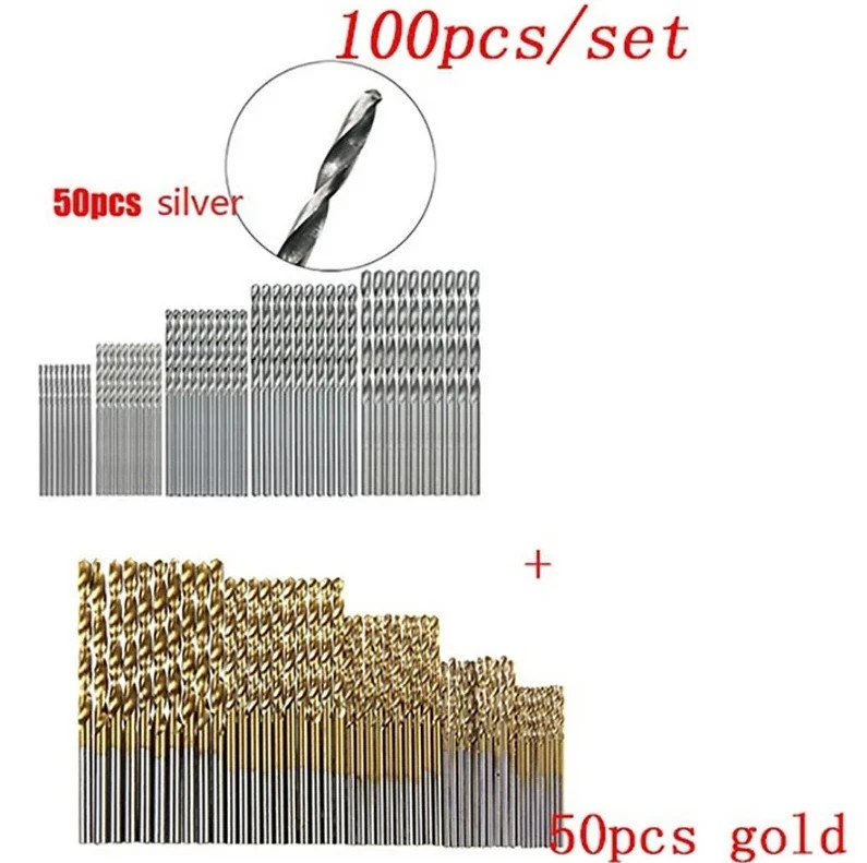 100pcs Titanium Coated HSS Drill Bit Set 1–3mm High Speed Steel Tools gallery
