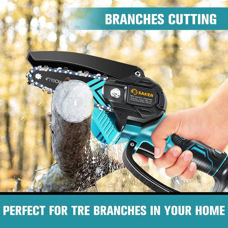 Saker Mini Electric Chainsaw 4" Portable Cordless Handheld High Efficiency E-1 gallery